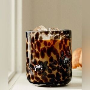 Anthropologie The Confetti Icon Juice Glass: Confetti Football BLACK NWT